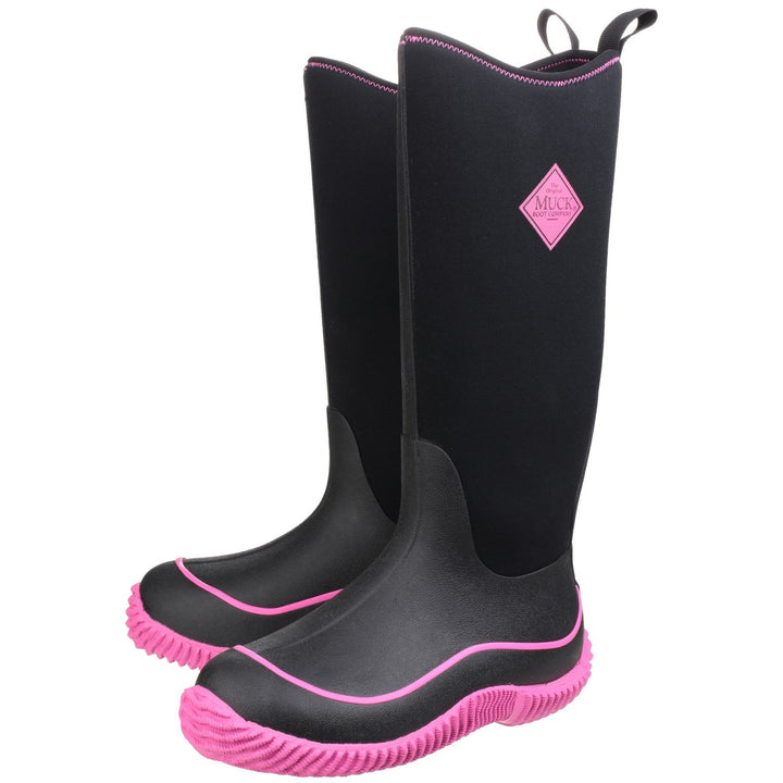 Muck Boots Hale Pull On Wellington Boot Black Pink 3