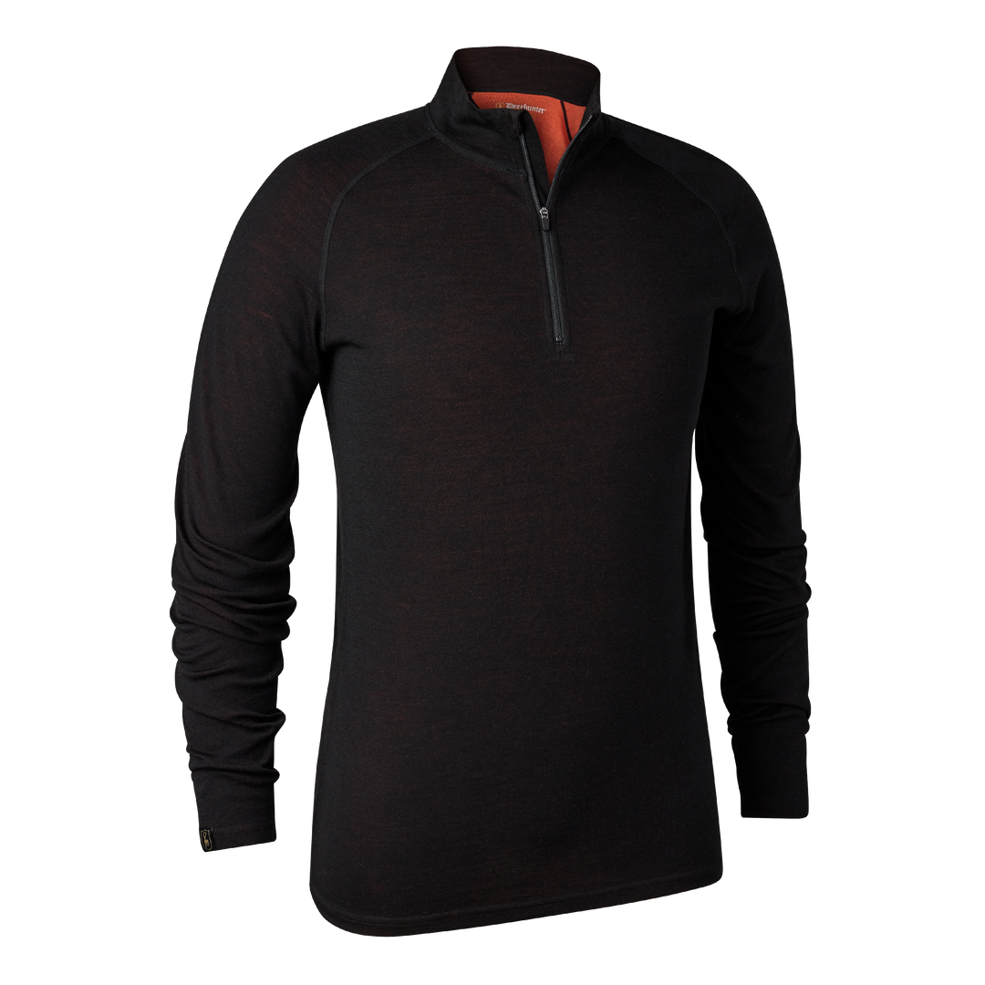 Deerhunter Quinn Merino Â½-Zip Undershirt Black Oak 2XL