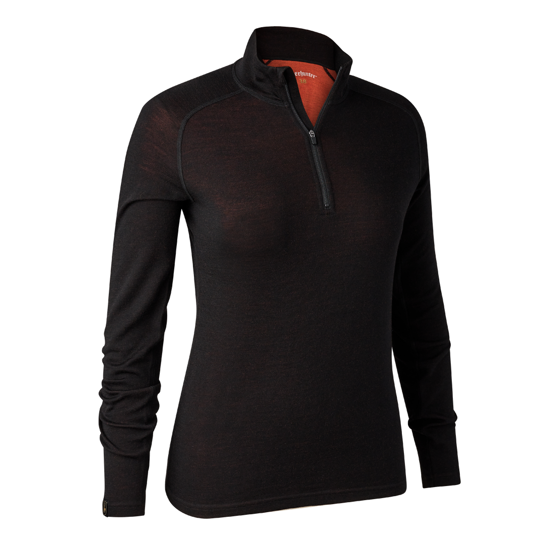 Deerhunter Lady Quinn Merino ½-Zip Undershirt Black Oak