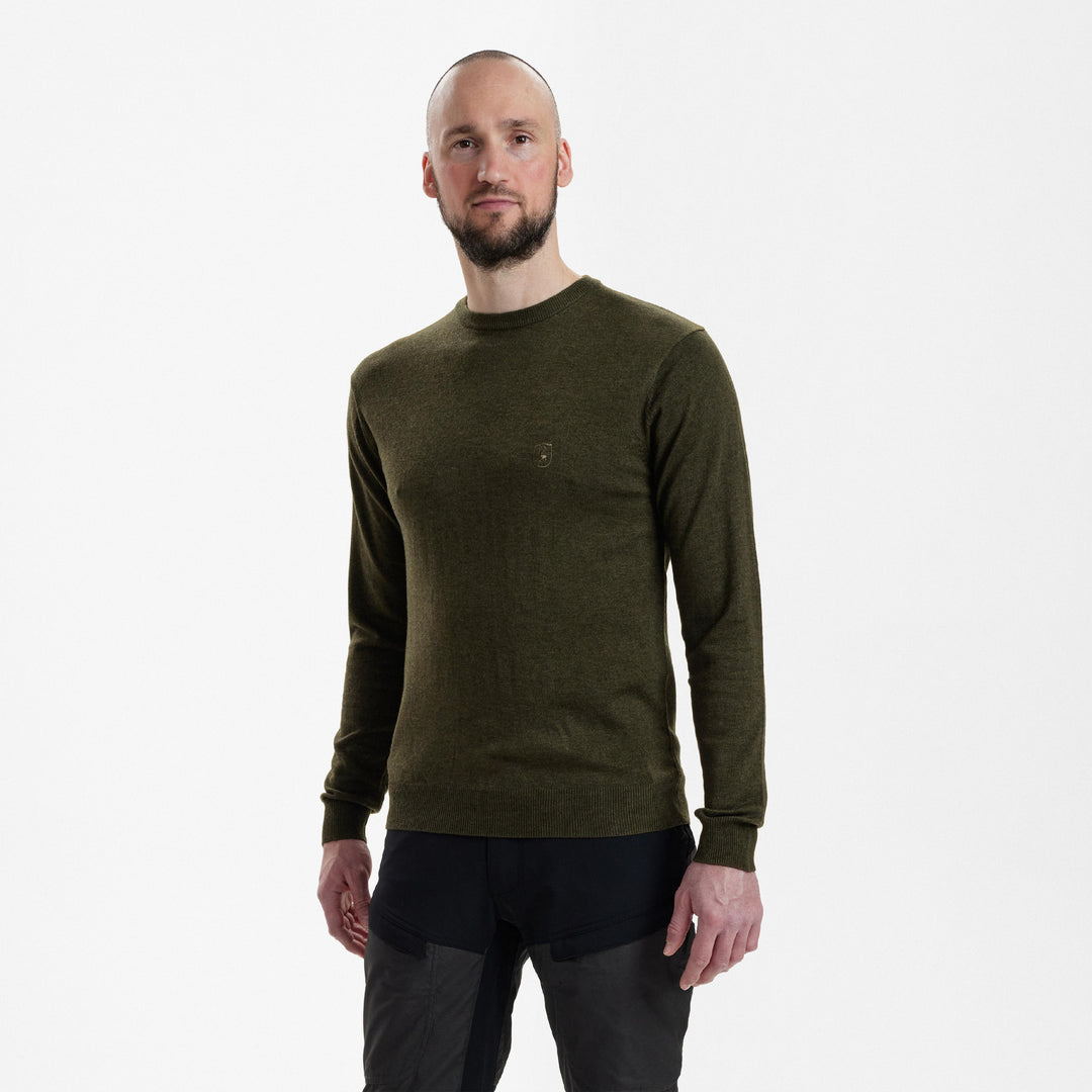 Deerhunter Kingston Knit with O-neck Green Melange 2XL