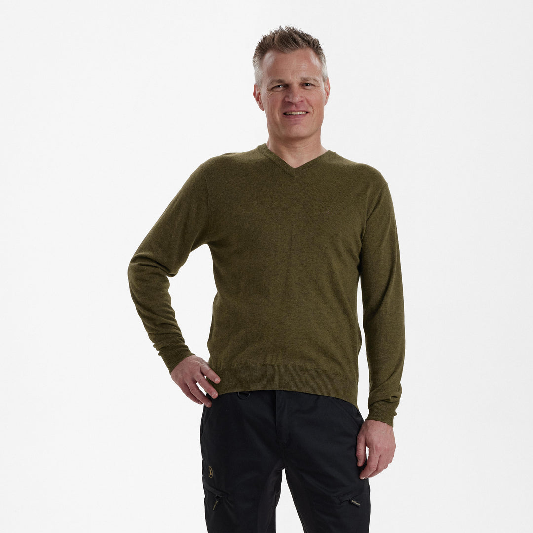 Deerhunter Kingston Knit with V-Neck Cypress