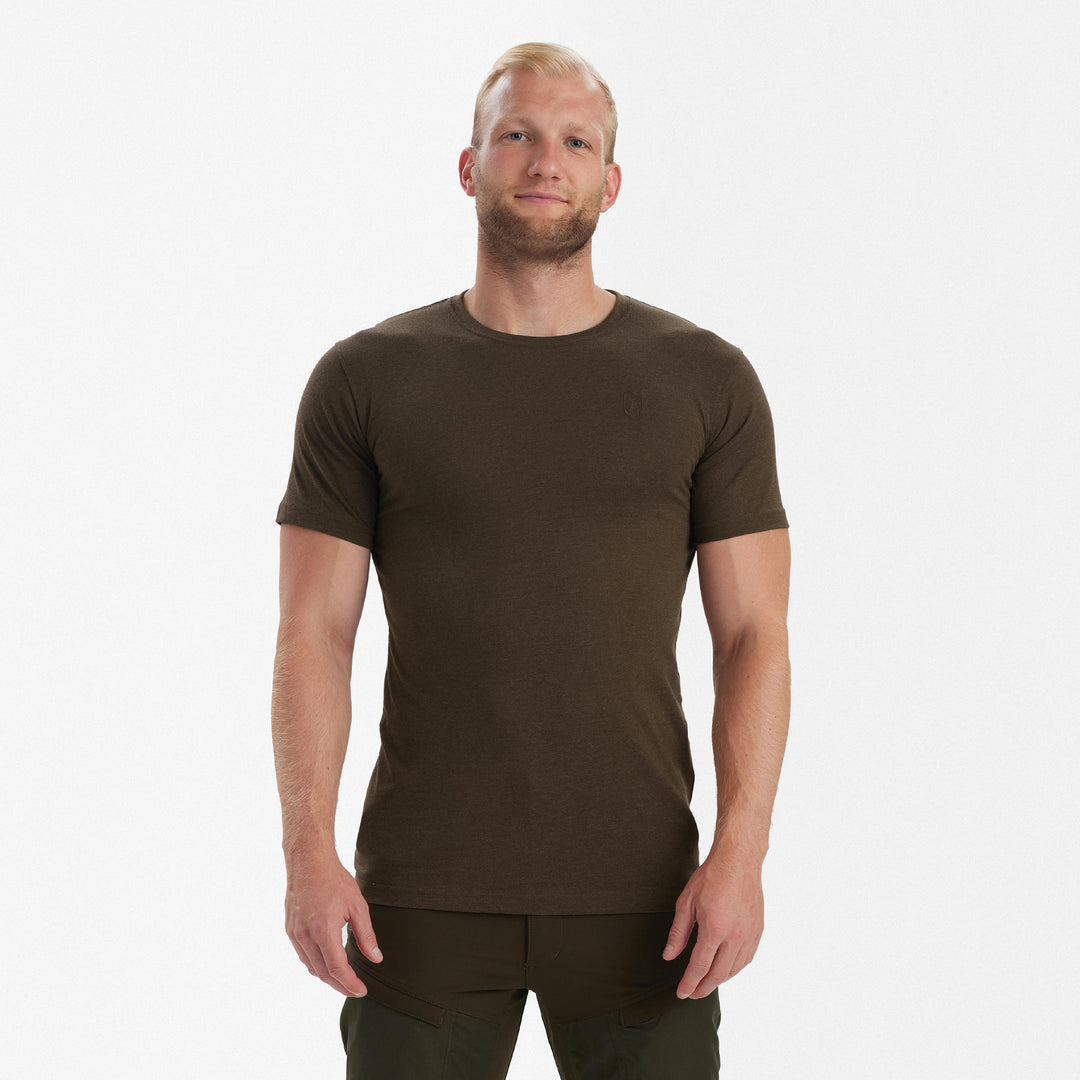 Deerhunter Basic 2-pack T-Shirt Brown Leaf melange