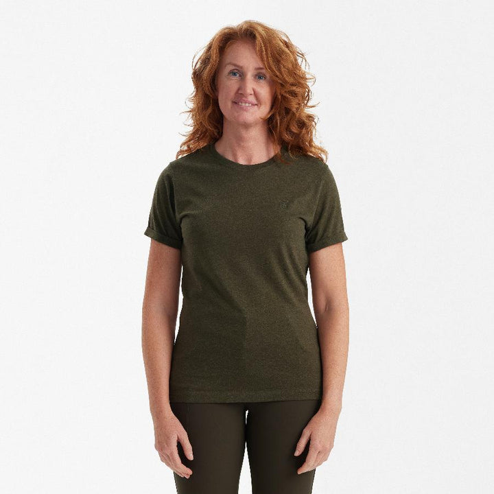 Deerhunter Ladies Basic 2-pack T-shirt Adventure Green mel/Brown Leaf mel. 36