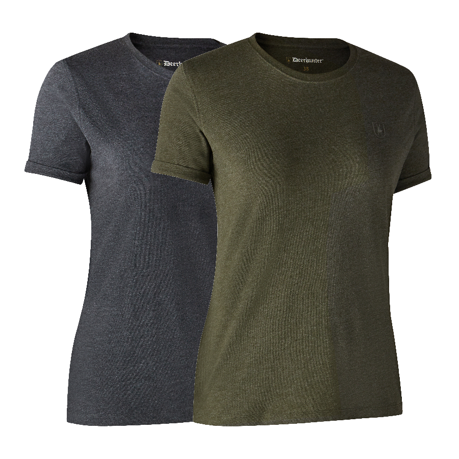 Deerhunter Ladies Basic 2-pack T-shirt Adventure Green mel/Brown Leaf mel. 36