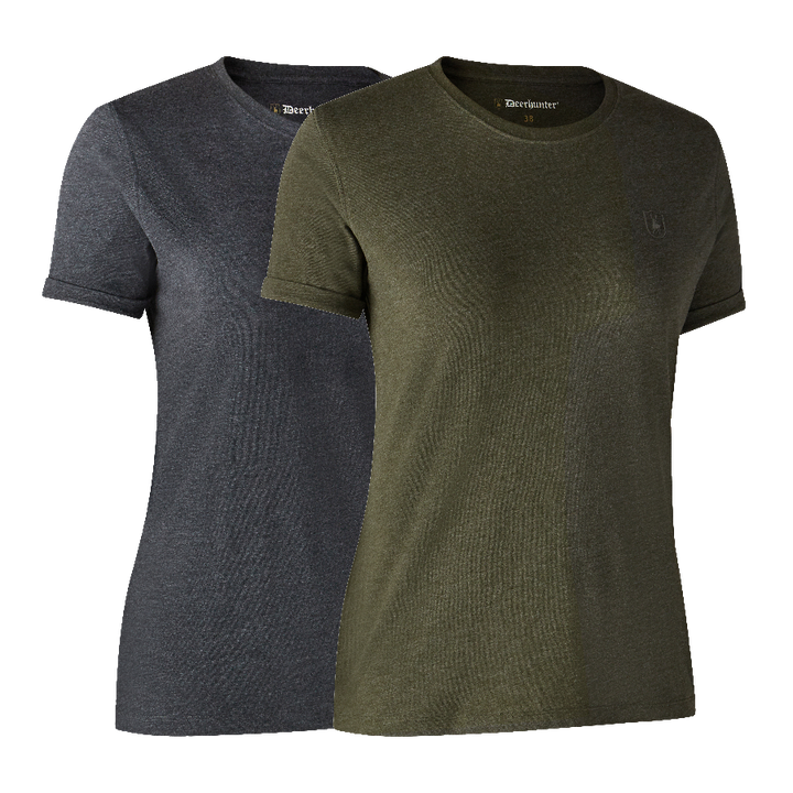 Deerhunter Ladies Basic 2-pack T-shirt Adventure Green mel/Brown Leaf mel.