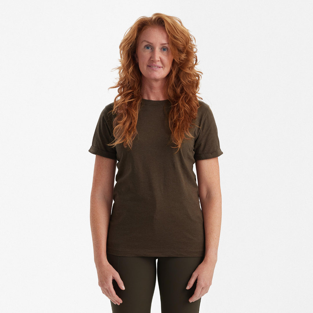 Deerhunter Ladies Basic 2-pack T-shirt Brown Leaf melange