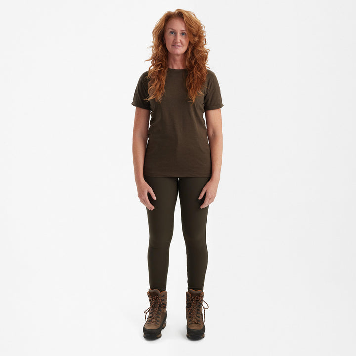 Deerhunter Ladies Basic 2-pack T-shirt Brown Leaf melange