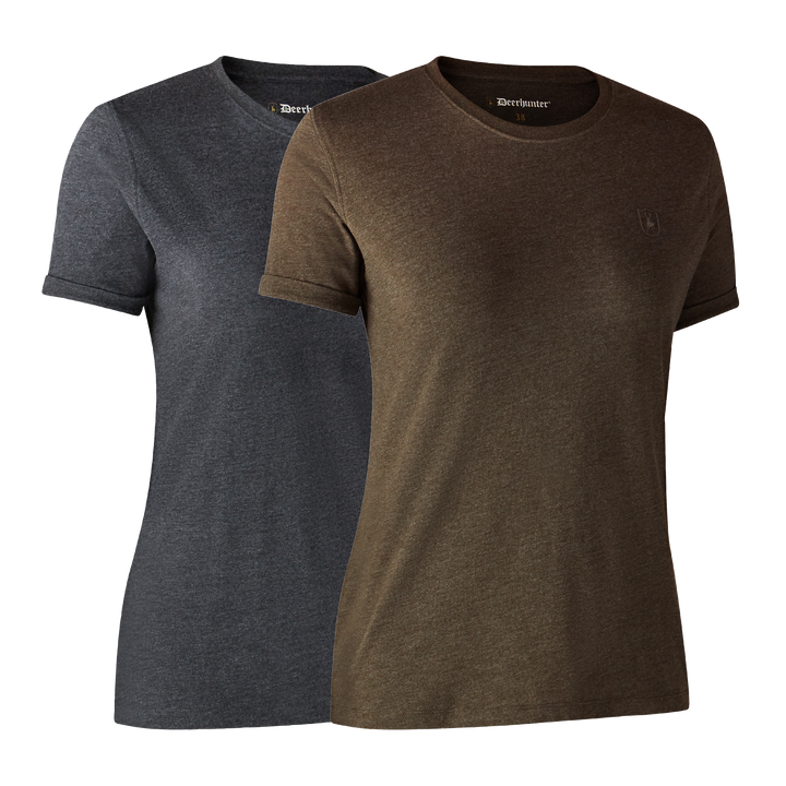 Deerhunter Ladies Basic 2-pack T-shirt Brown Leaf melange