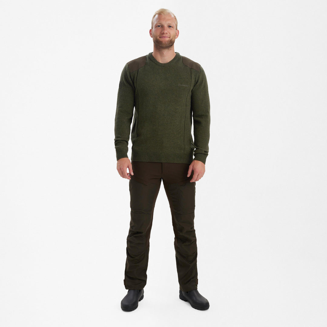 Deerhunter Sheffield Knit with O-neck Green Melange 2XL