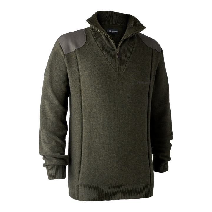 Deerhunter Sheffield Knit with zip-neck Green Melange 2XL