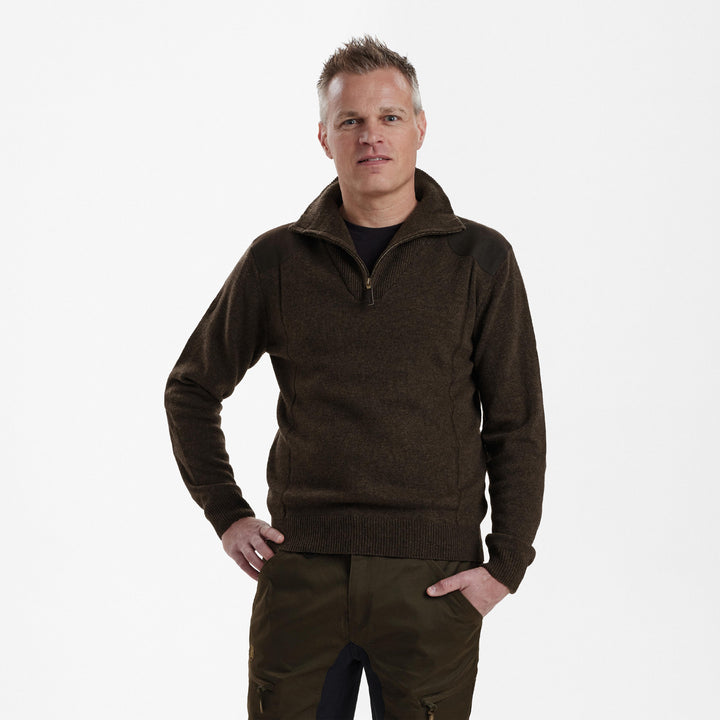 Deerhunter Sheffield Knit with zip-neck Dark Elm 2XL