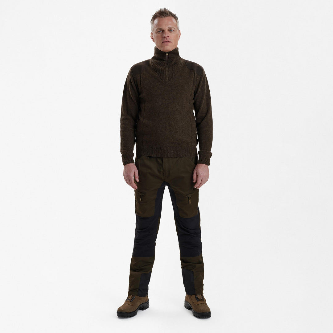 Deerhunter Sheffield Knit with zip-neck Dark Elm