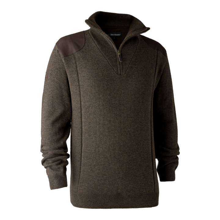 Deerhunter Sheffield Knit with zip-neck Dark Elm