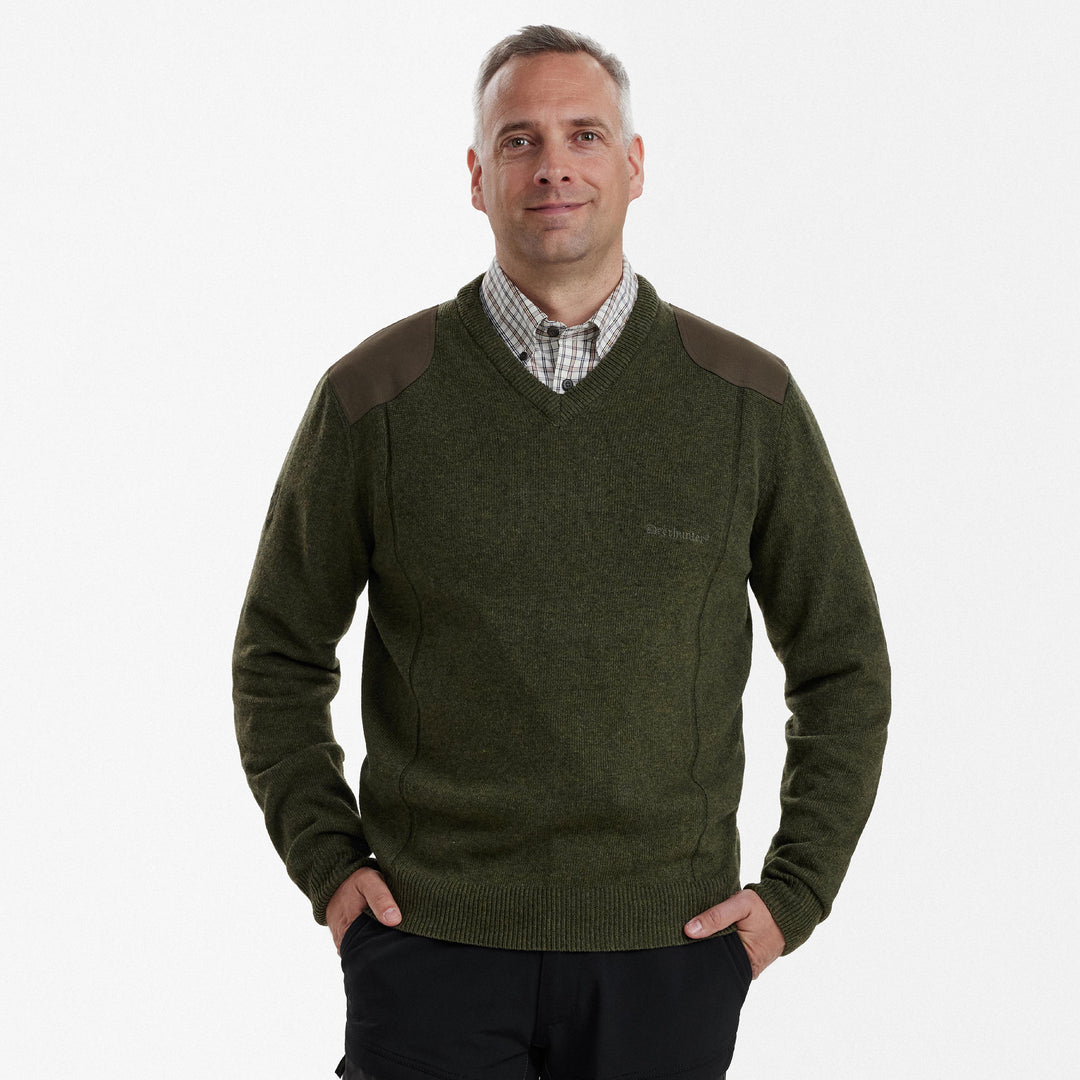 Deerhunter Sheffield Knit with V-neck Green Melange