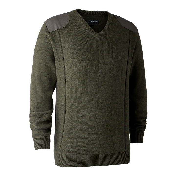 Deerhunter Sheffield Knit with V-neck Green Melange 2XL