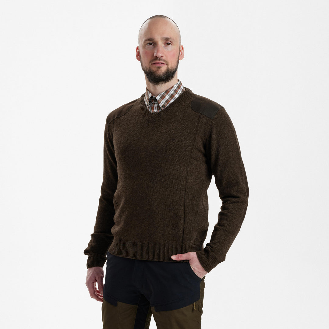 Deerhunter Sheffield Knit with V-neck Dark Elm 2XL