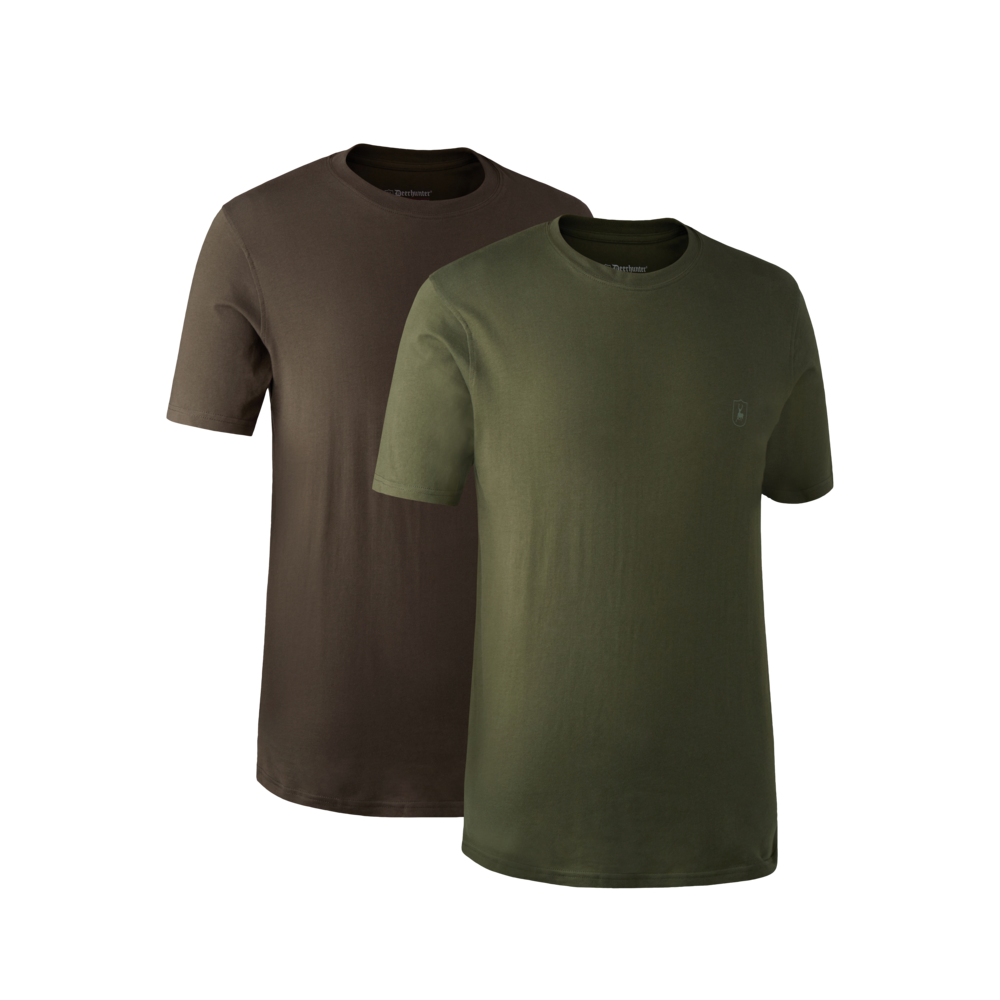 Deerhunter T-Shirt 2-Pack Green/Brown Leaf