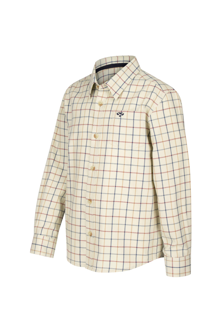 Hoggs Of Fife Ambassador Junior Premier Tattersall Shirt Ivory/Navy