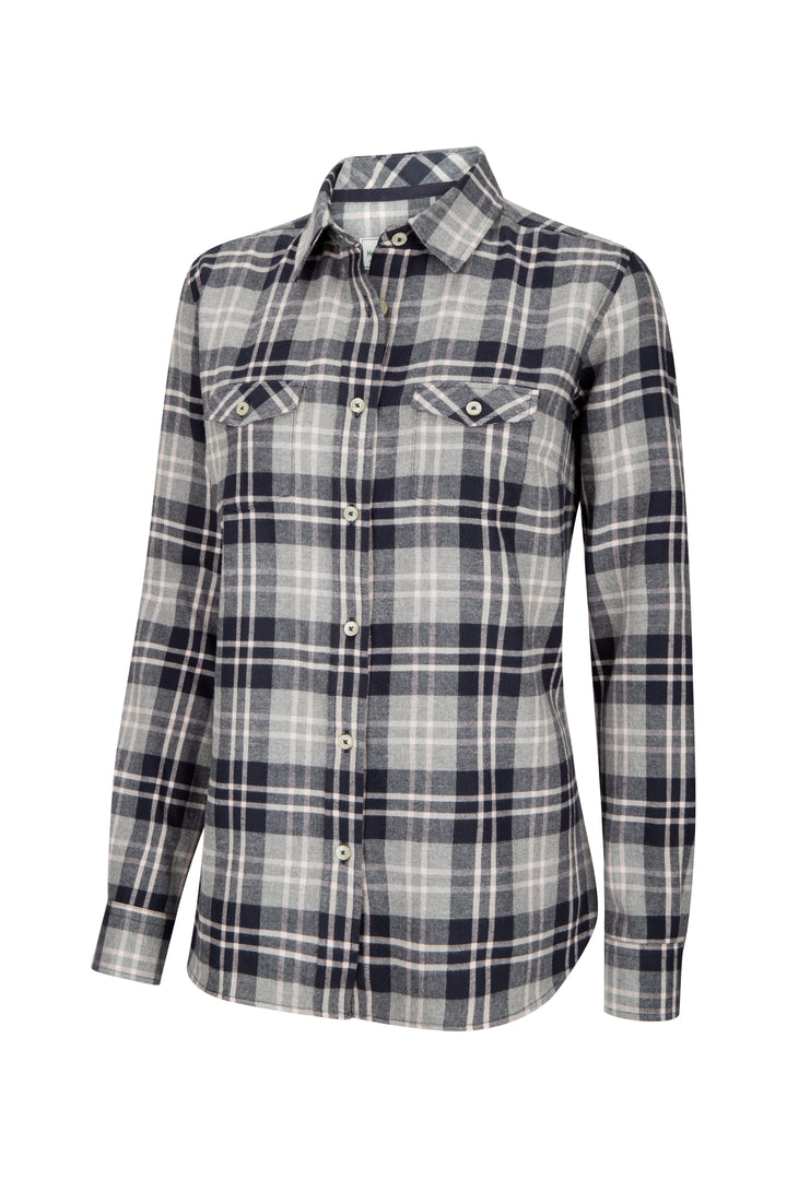 Hoggs Of Fife Eilidh Ladies Flannel Shirt Marled Navy