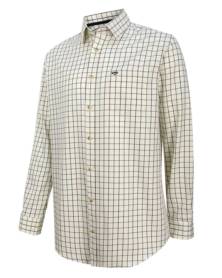 Hoggs Of Fife Balmoral Luxury Tattersall Shirt Navy/Wine