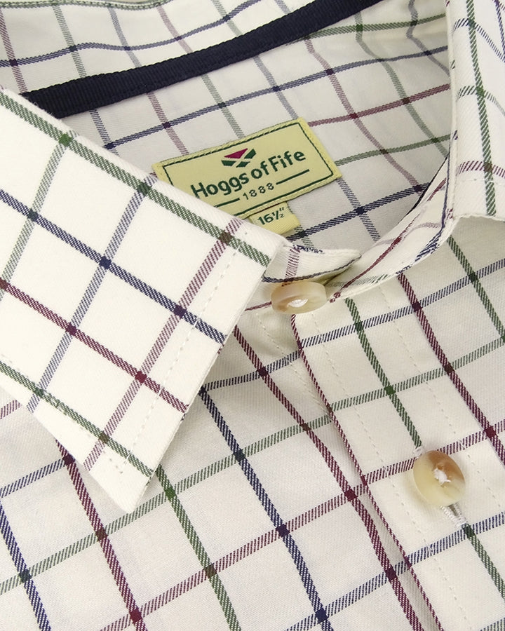 Hoggs Of Fife Balmoral Luxury Tattersall Shirt Navy/Wine