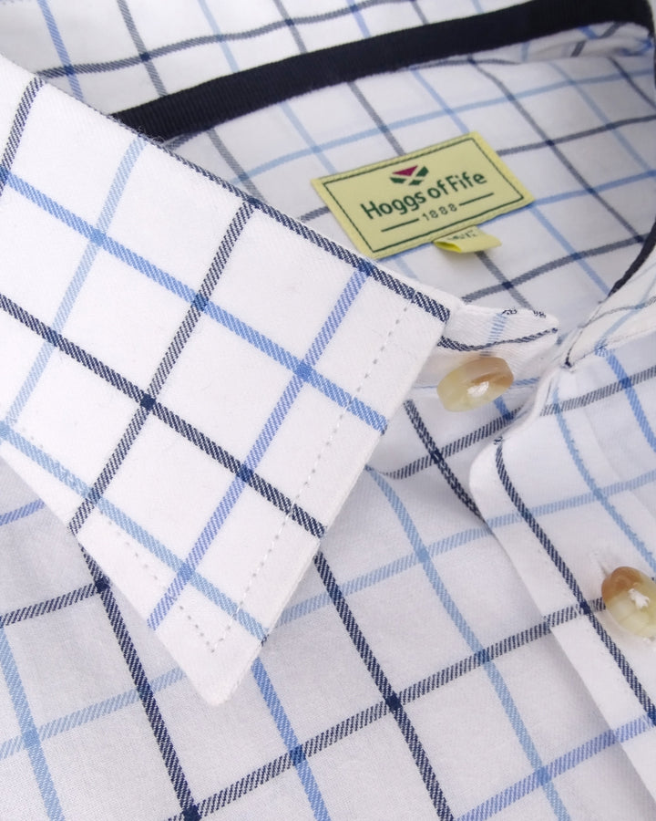 Hoggs Of Fife Viscount Premier Tattersall Shirt White/Navy Check