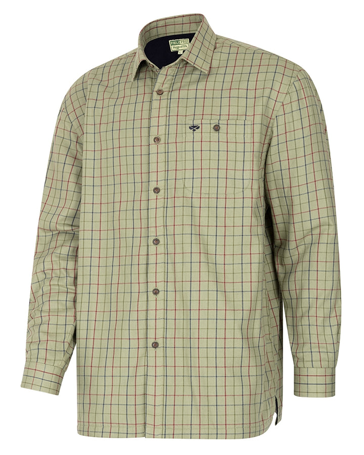 Hoggs Of Fife Fleece Lined Shirts Boxwood - Green Tattersall