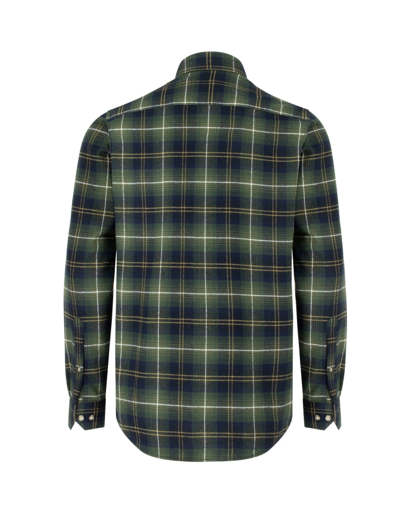 Hoggs Of Fife Pitmedden LS Flannel Check Shirt Green Check