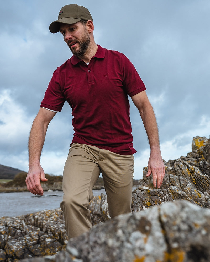 Hoggs Of Fife Largs Pique Polo Shirt Bordeaux