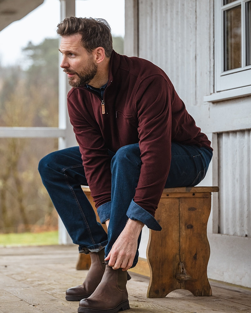 Hoggs Of Fife Islander 1/4 Zip Micro-Fleece Shirt Burgundy