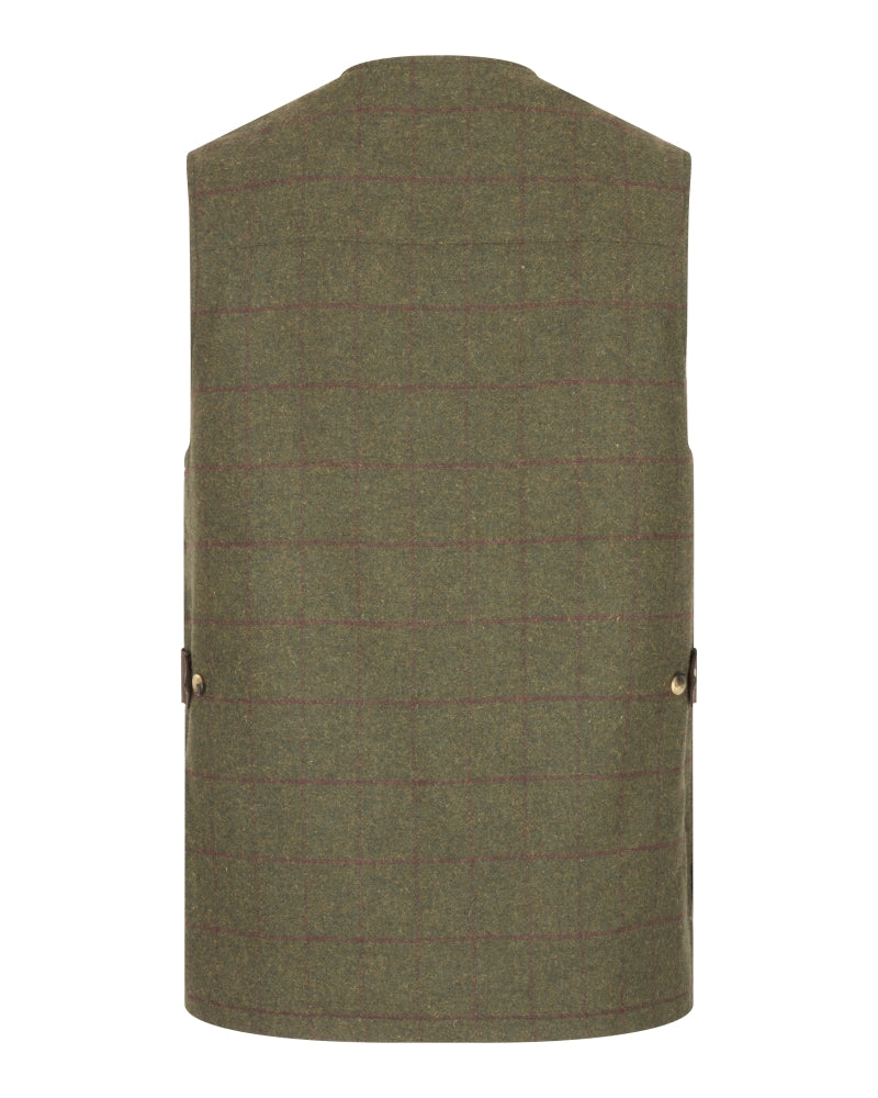 Hoggs Of Fife Tummel Tweed Field Waistcoat Olive/Wine