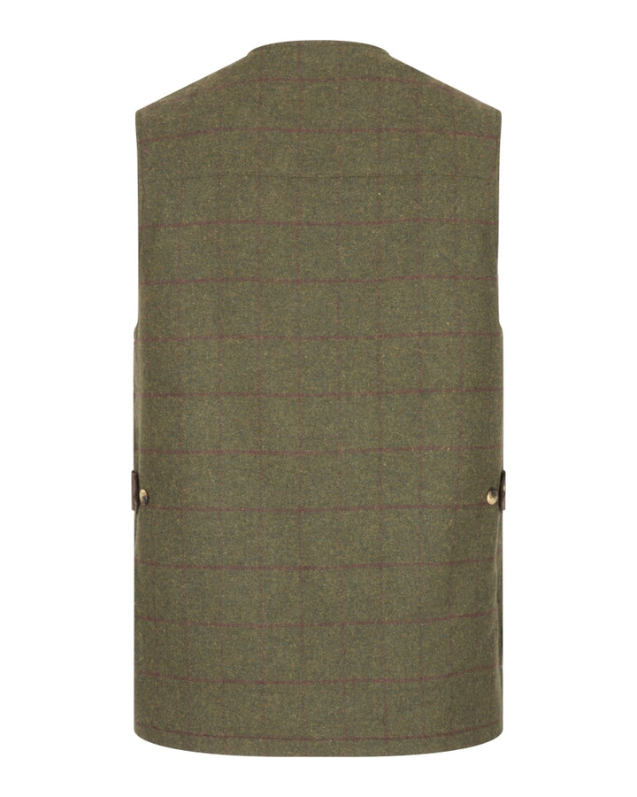 Hoggs Of Fife Tummel Tweed Field Waistcoat Olive/Wine