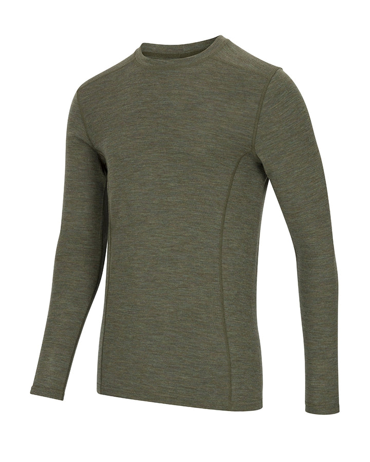 Hoggs Of Fife 100% Merino Wool Crew Neck Base Layer Long Sleeve Green