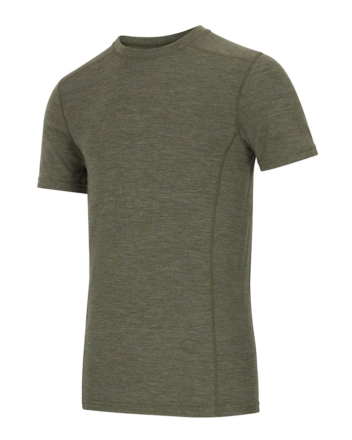 Hoggs Of Fife 100% Merino Wool Crew Neck Base Layer Short Sleeve Green