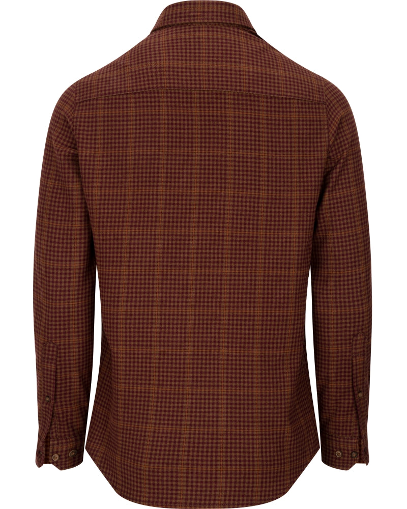 Hoggs Of Fife Harris Cotton/Wool Twill Check Shirt Rust