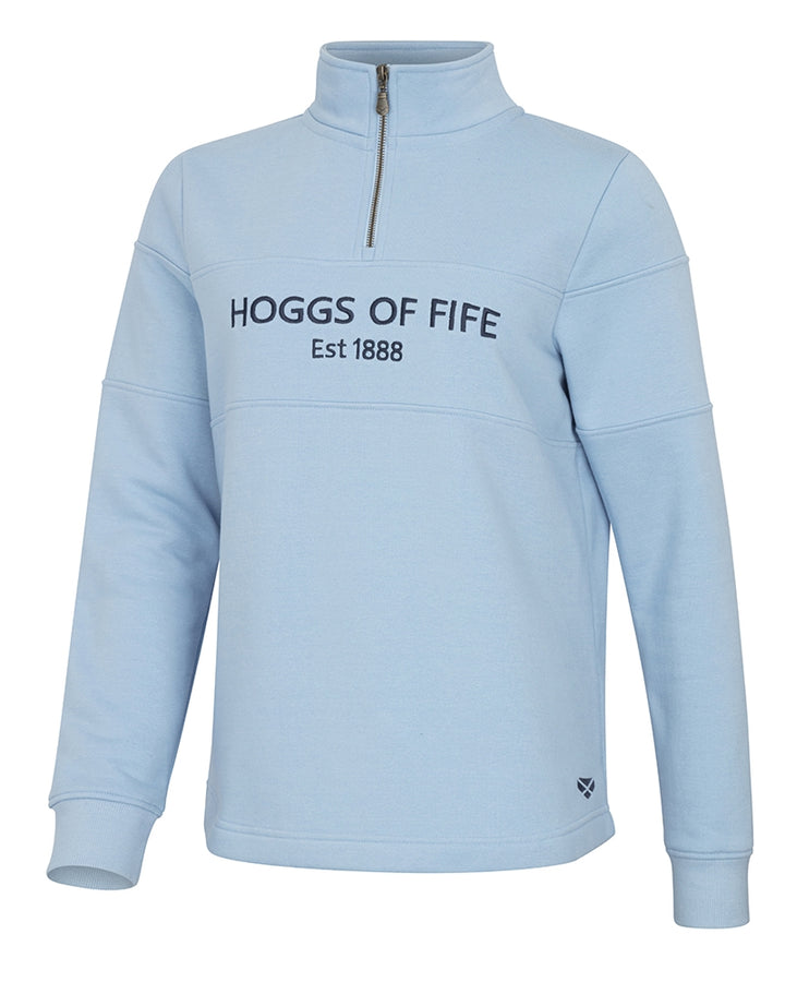 Hoggs Of Fife Dumfries 1888 Ladies 1/4 Zip Sweatshirt Plain Blue