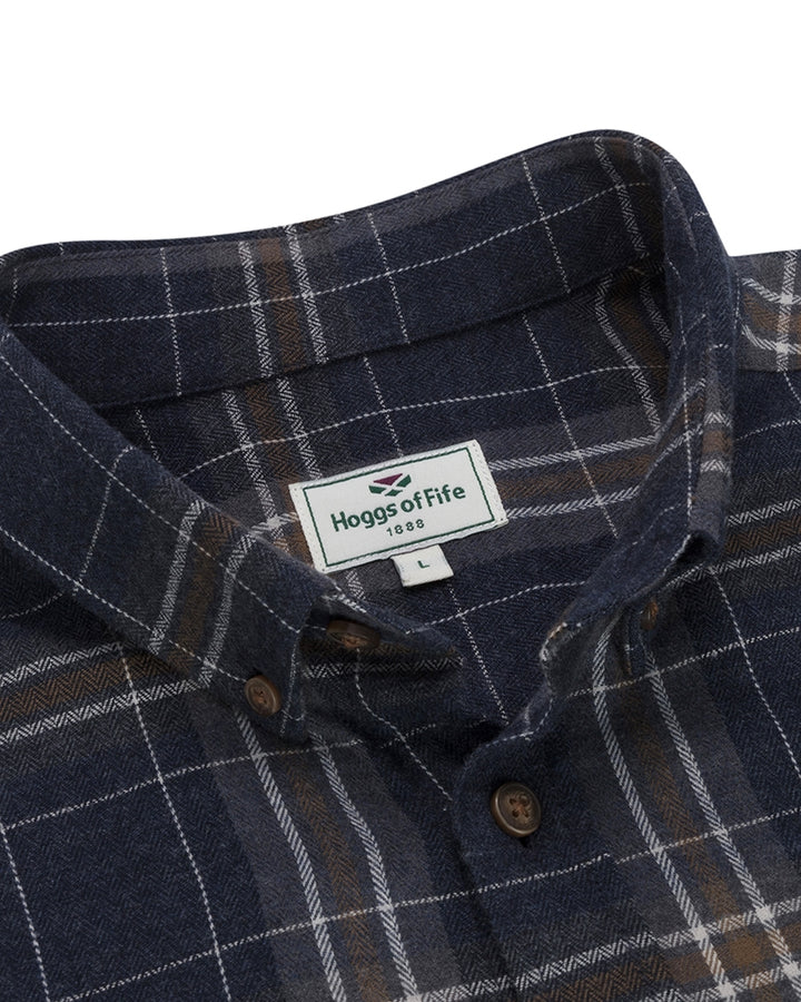 Hoggs Of Fife Pitlessie Button Down Flannel Shirt Blue/Brown/White